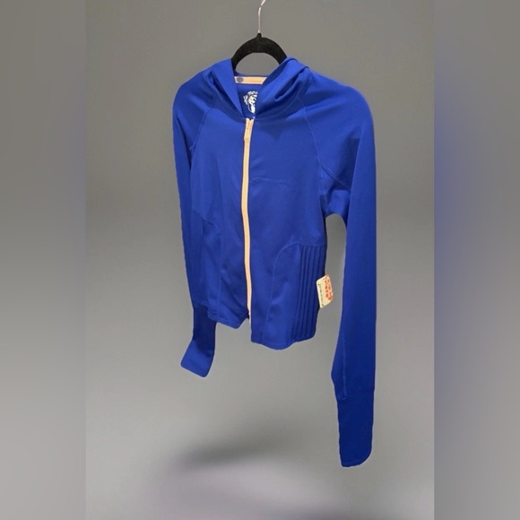 FREE PEOPLE FP MOVEMENT BLUE PLAYIN' FOR KEEPS LAYER ZIP HOODIE TRACK JACKET XS - Picture 4 of 6